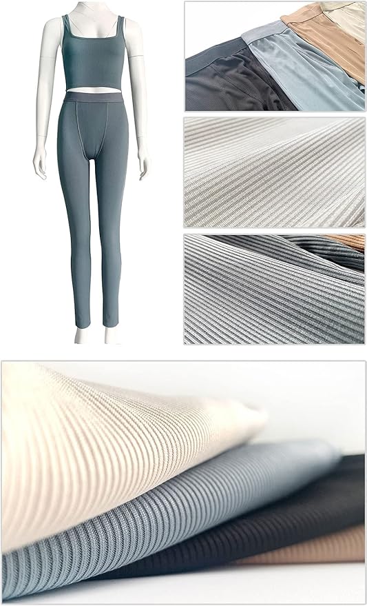 LICOBOD Casual Workout Sets 2 Piece Outfits for Women Ribbed Crop Tank Top High Waist Yoga Leggings Lounge Wear Tracksuit