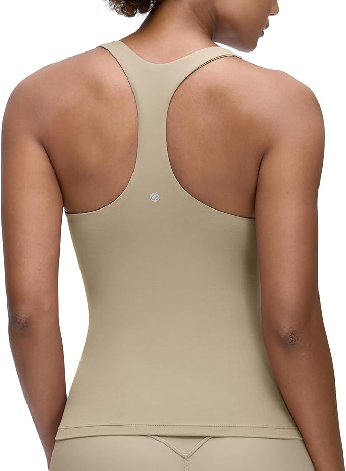 CRZ YOGA Butterluxe Workout Racerback Tank Tops for Women - Padded Athletic Spandex Yoga Shirts with Built in Bra