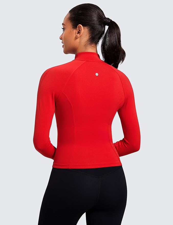 CRZ YOGA Butterluxe Waist Length Jackets for Women - Full Zip Athletic Track Tops with Thumb Holes Pockets