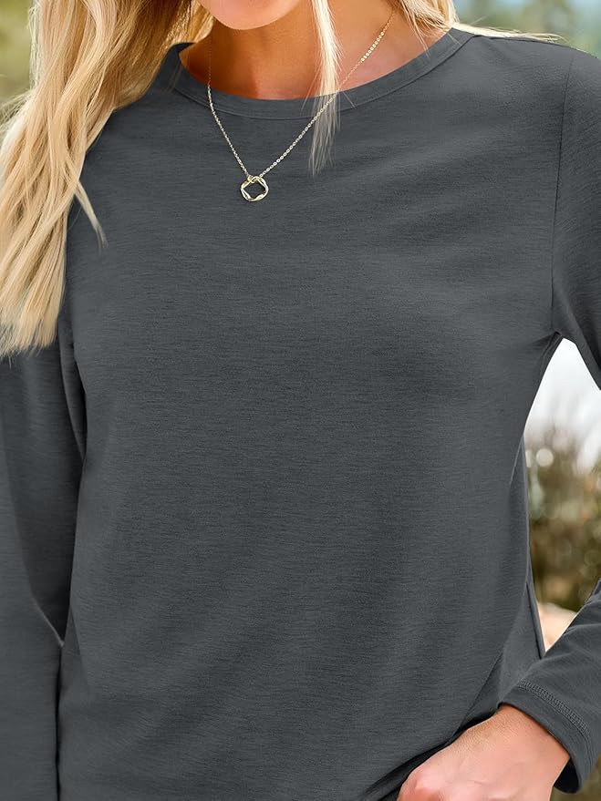 AUTOMET Women‘s Basic Long Sleeve Crewneck, Plus Size Winter & Spring Top, Casual Fall Tee for Teacher & Everyday Outfits