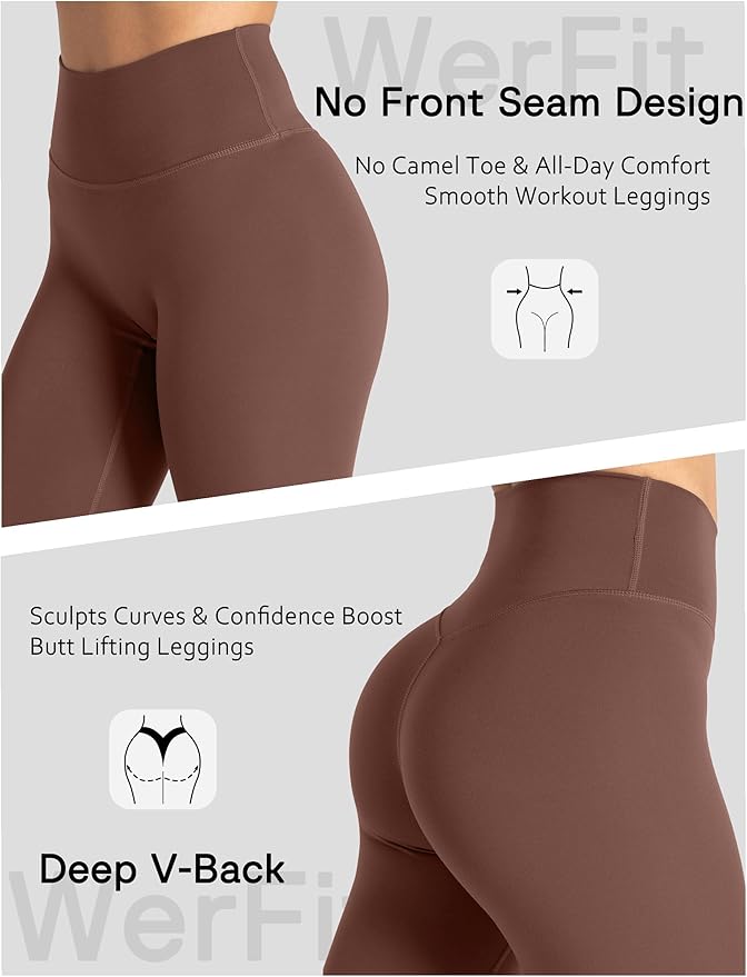 Unthewe Naked-Feel No Front Seam Leggings for Women - High Waisted Buttery Soft Workout Yoga Pants 25"