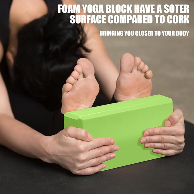 2 Pcs Yoga Blocks, 9"x6"x3" Foam Blocks Yoga Props for Pilates Stretching and Meditation Exercise Blocks Lightweight Yoga Essentials