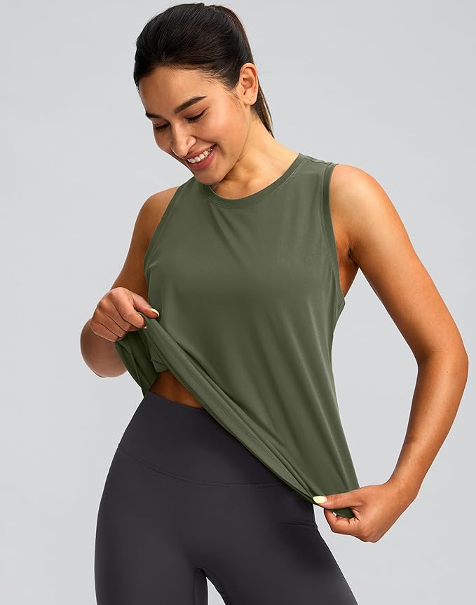 Women's Workout Tops Racerback Athletic Tank Tops Sleeveless Loose Fit Yoga Running Gym Shirts for Women