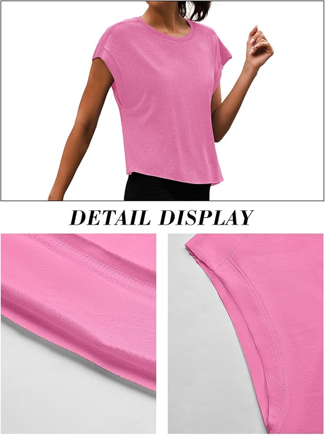 Women Open Back Workout Shirts Short Sleeve Tops Casual Yoga Y2k Athletic Gym Running Crop Tees
