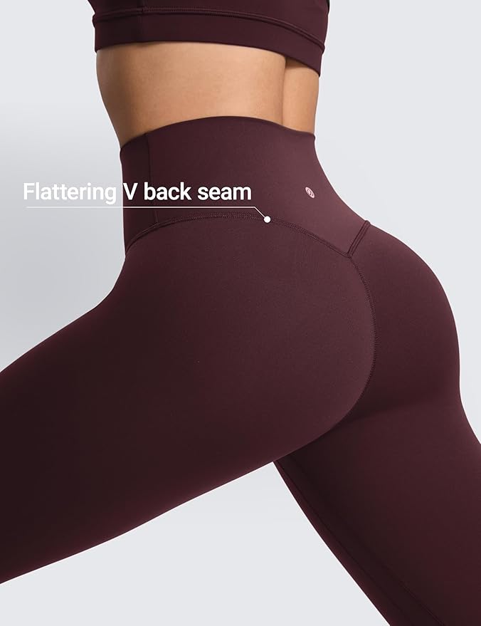 CRZ YOGA SculptAir No Front Seam Yoga Leggings 25" - High Waisted Womens Pants Workout Pilates Athletic V Back Buttery Soft