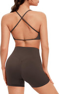 OMKAGI Workout Sets for Women Open Back Strappy Sports Bra Booty Biker Shorts Gym Outfits