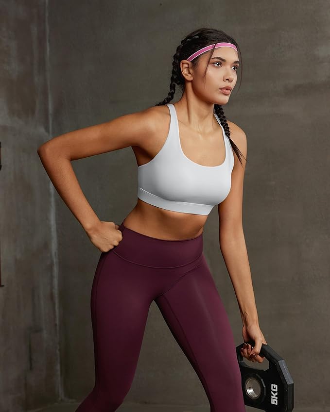 RUNNING GIRL Sports Bra for Women, Molded Cup High Impact Sports Bras for Women with Sewn in Pads