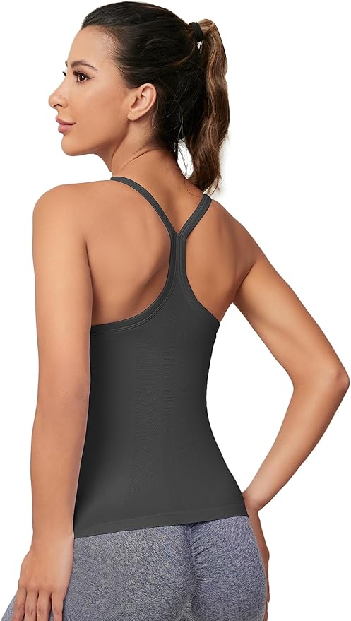 MathCat Workout Tank Tops for Women with Built in Bra, Sleeveless Gym Tops Seamless Racerback Athletic Yoga Shirts