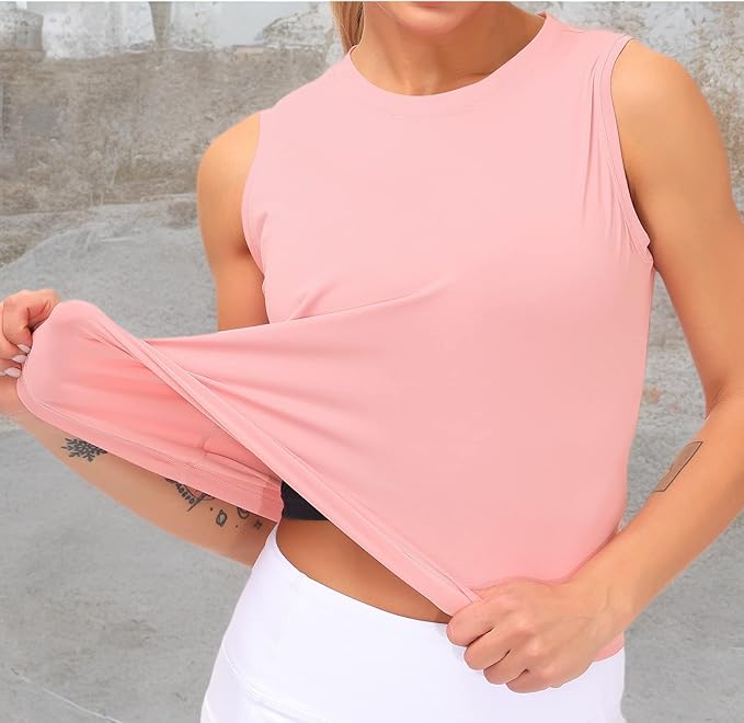 Dragon Fit Womens Ice Silk Workout Tank Tops Sleeveless Cropped Yoga Shirt for Running Gym Summer