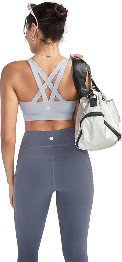 RUNNING GIRL Sports Bras for Women,Padded Strappy Sports Bras Criss-Cross Back Medium Support Sports Bras with Removable Cups