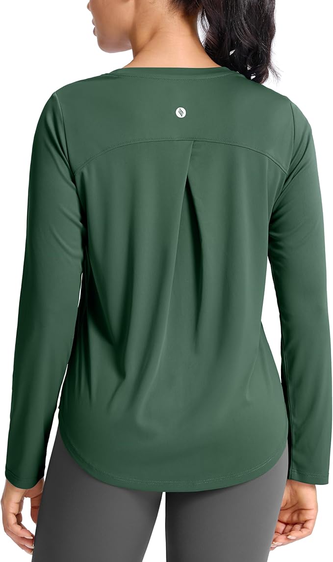 SANTINY Lightweight Long Sleeve Workout Tops for Women Breathable Gym Yoga Athletic Running Hiking Top UPF 50+ Sun Shirts