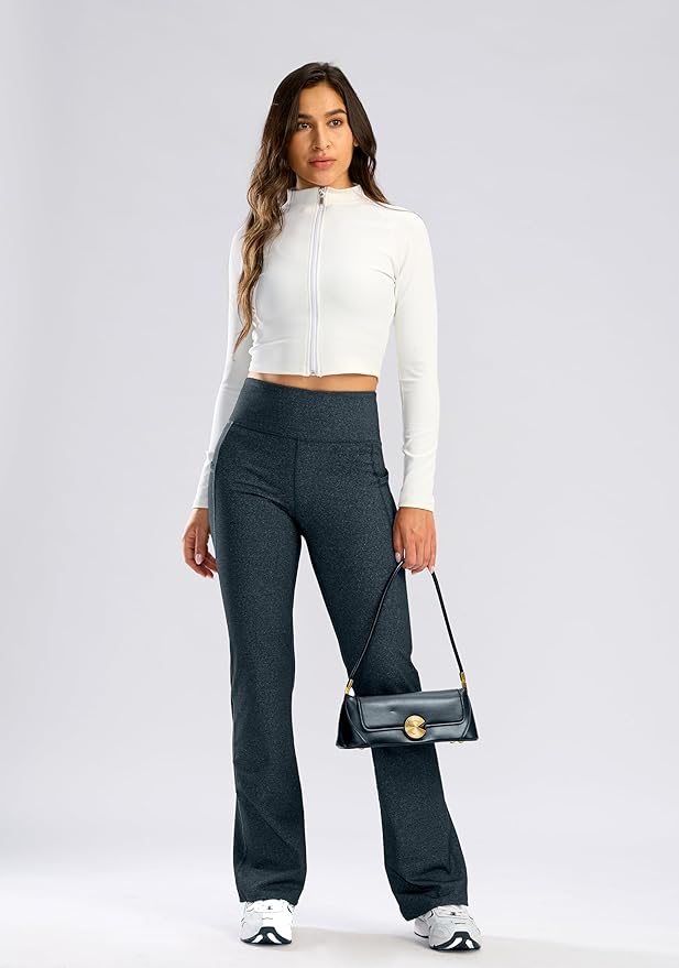 28"/30"/32"/34" Inseam Women's Bootcut Yoga Pants Long Bootleg High-Waisted Flare Pants with Pockets