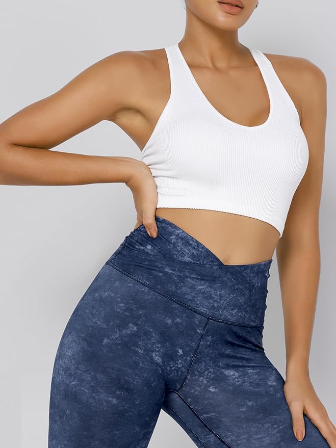 ODODOS Women's Cross Waist Yoga Leggings with Inner Pocket, 23"/25"/28" Gathered Crossover Workout Yoga Pants