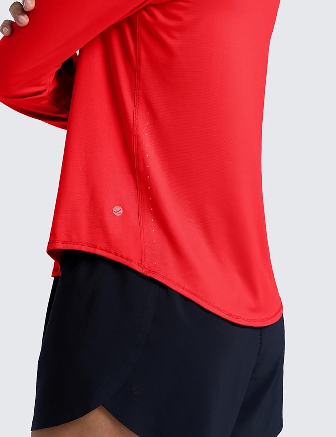 CRZ YOGA Lightweight Workout Long Sleeve Shirts for Women - Gym Running Fall Athletic Training T-Shirts High Neck Tops