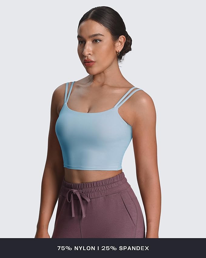 Aoxjox Women's Workout Sports Bras Fitness Yoga Crop Tank Metamorph Twist Back Cami