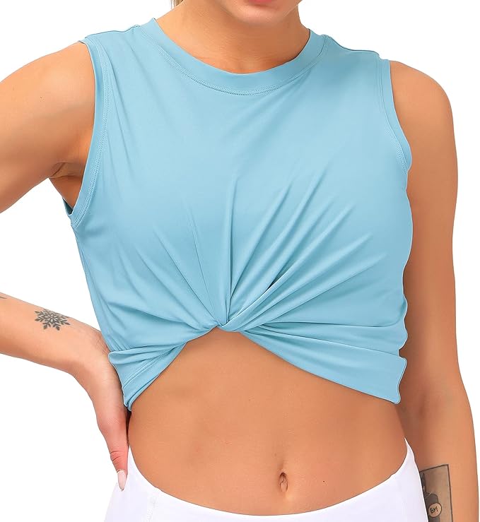 Dragon Fit Womens Ice Silk Workout Tank Tops Sleeveless Cropped Yoga Shirt for Running Gym Summer