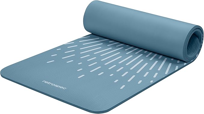 Retrospec Solana Yoga Mat Thick 1/2in Non-Slip Workout Mat with Nylon Strap - 72x24in Exercise Mat for Pilates, Stretching & Fitness - BPA Free, Easy Clean