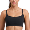 CRZ YOGA Butterlift Double Lined Scoop Neck Sports Bras for Women - Spaghetti Straps U Back Yoga Top Non Padded
