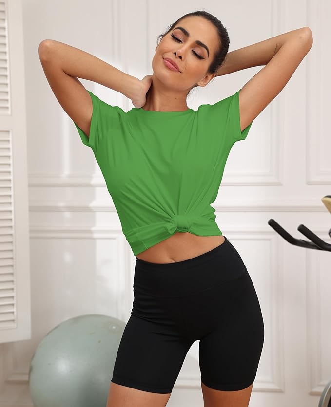 KevaMolly Workout Tops for Women UPF50+ Breathable Loose Fit Yoga T Shirts Short Sleeve Running Gym Athletic Tee Top