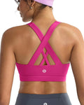 RUNNING GIRL Sports Bras for Women,Padded Strappy Sports Bras Criss-Cross Back Medium Support Sports Bras with Removable Cups
