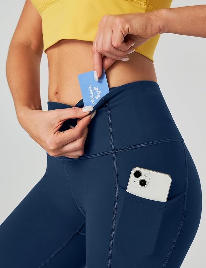 Heathyoga Capri Leggings for Women High Waisted Capri Leggings with Pockets for Women Tummy Control Yoga Pants Women