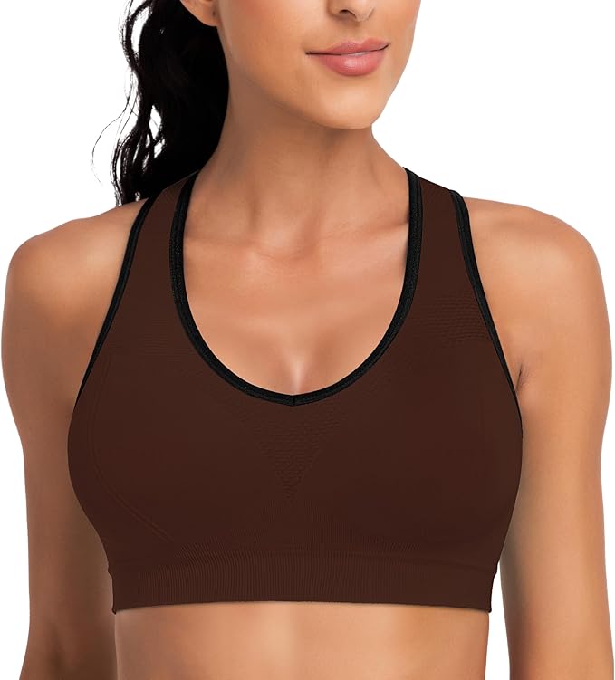 Racerback Sports Bras for Women with Pads - High Impact Athletic Tank Tops for Yoga and Workout Brassieres Bra