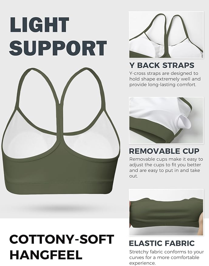 Buauty Sports Bra for Women, Y Back Light Support Workout Bra with Removable Pads for Yoga Pilates Gym