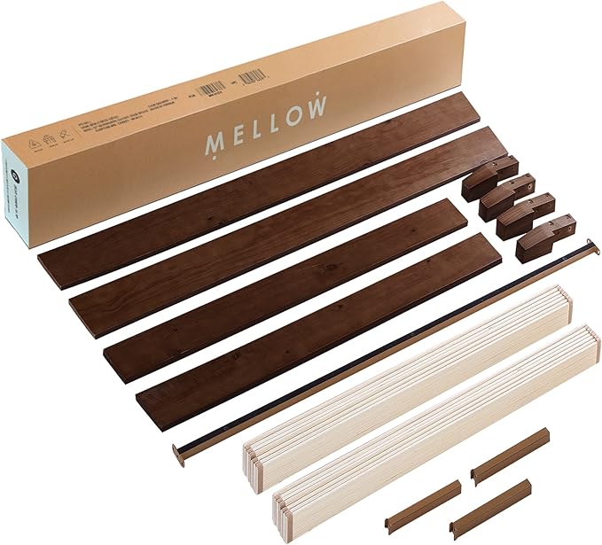 Mellow Naturalista Grand - 12 Inch Solid Wood Platform Bed with Wooden Slats - No Box Spring Needed - Twin (Espresso)