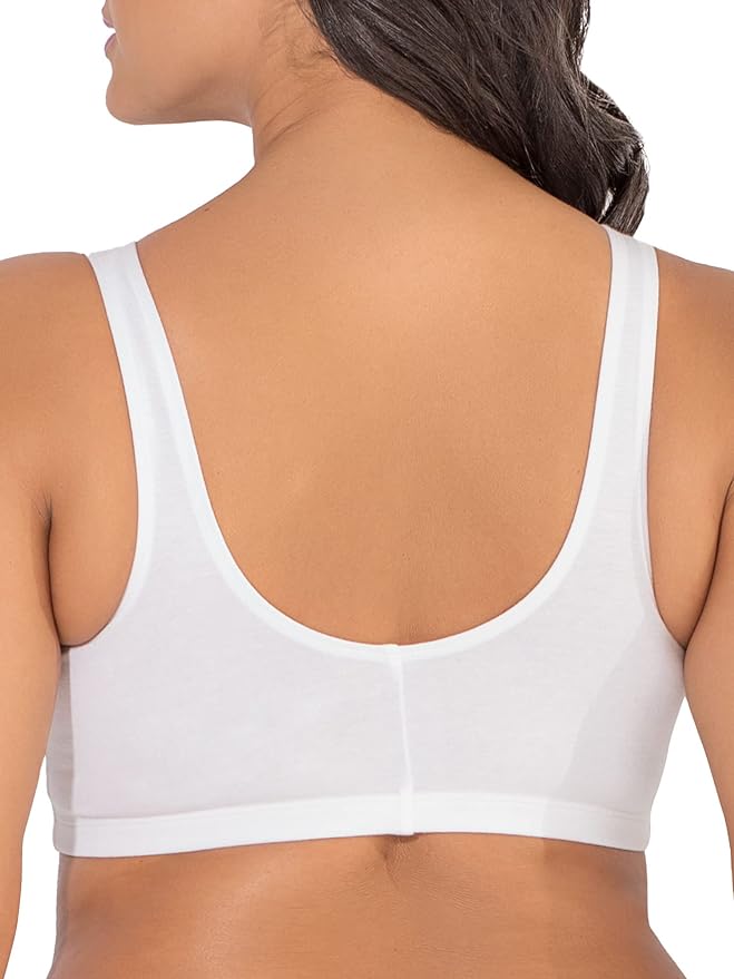 Fruit of the Loom Women's 96014PK Comfort Cotton Blend Front Close Sports Bra 2 Pack