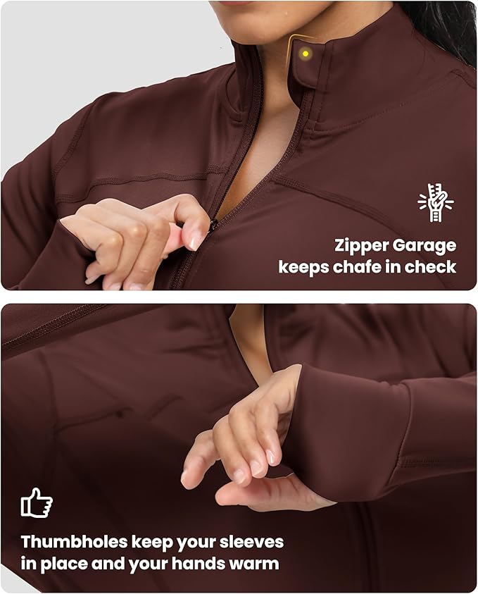 GYM RAINBOW Womens Zip Up Workout Jakcets Lightweight Slim Fit Running Athletic Jackets with Thumb Holes