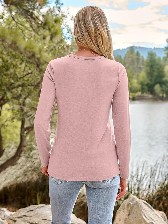 AUTOMET Women‘s Basic Long Sleeve Crewneck, Plus Size Winter & Spring Top, Casual Fall Tee for Teacher & Everyday Outfits