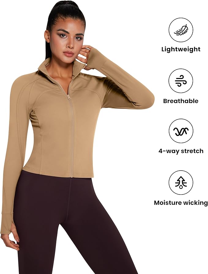Womens Zip Up Bbl Jacket Lightweight Cropped Athletic Jacket Track Gym Workout Jackets for Running Yoga Hiking