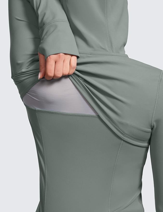 CRZ YOGA Butterluxe Hooded Athletic Jackets for Women - Full Zip Track Casual Tops with Thumb Holes Pockets
