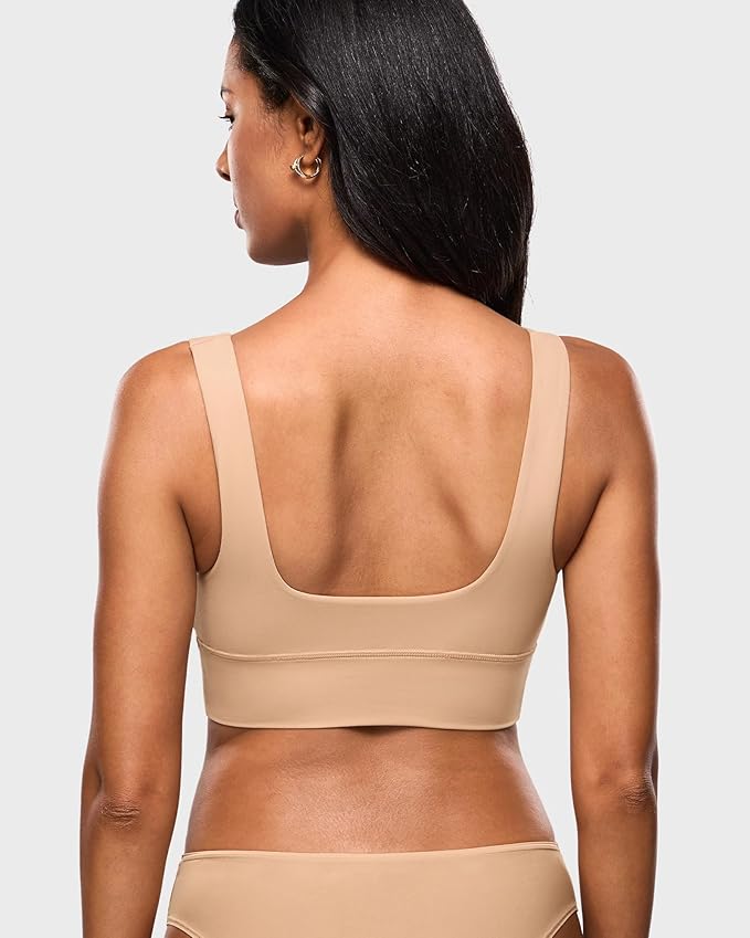 INLYRIC Women's Inbarely Outwear Longline Square Neck Bralette Supportive Unlined No Underwire Yoga Sports Bra
