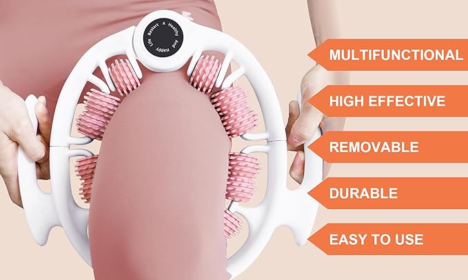 KESHWELL Massage Roller, Cellulite Massage Tool,Cellulite Remover for Legs,Foam Muscle Roller for Deep Relax,Manual Massage Stick with Detachable Rollers for Leg,Neck,Back, Arm,Thigh.Pink
