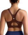 RUNNING GIRL Sports Bras for Women High Support,Racerback High Impact Grey Sports Bra Moulded Cup Workout Bra Push up