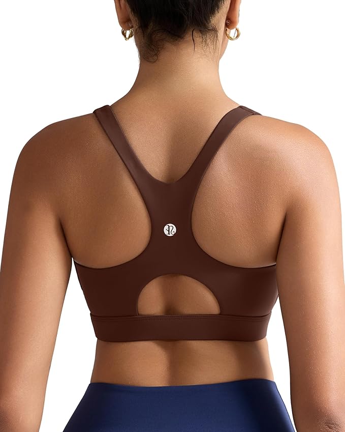 RUNNING GIRL Sports Bras for Women High Support,Racerback High Impact Grey Sports Bra Moulded Cup Workout Bra Push up