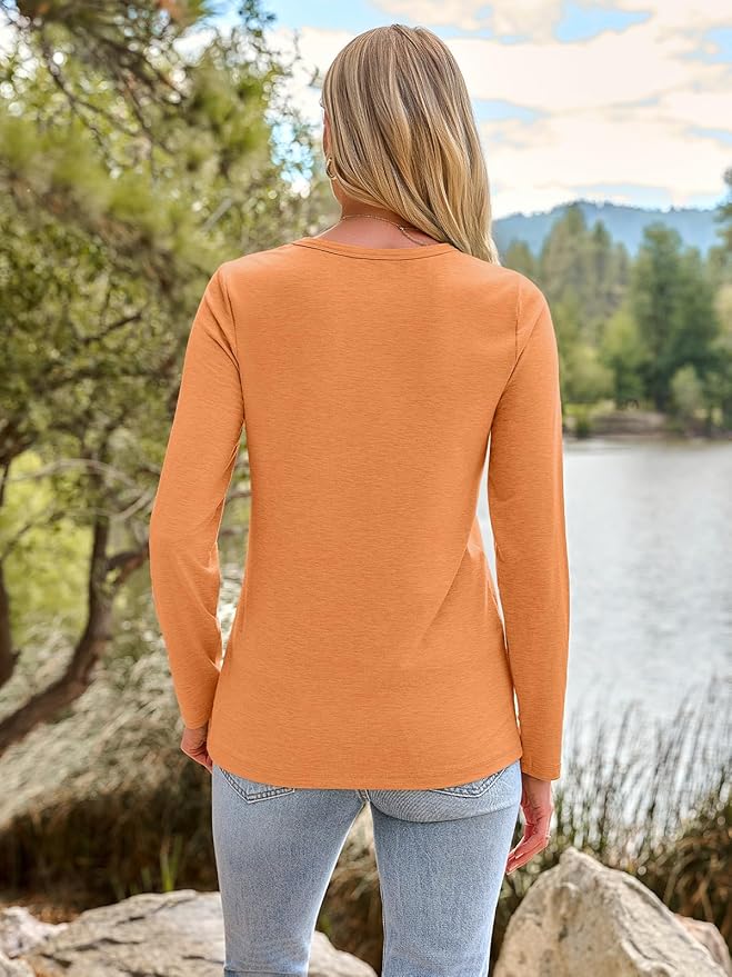 AUTOMET Women‘s Basic Long Sleeve Crewneck, Plus Size Winter & Spring Top, Casual Fall Tee for Teacher & Everyday Outfits