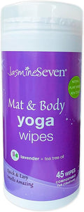 Yoga Wipes for Body and Mat - Natural Lavender and Tea Tree - 45 Wipes in Resealable Canister - by Jasmine Seven