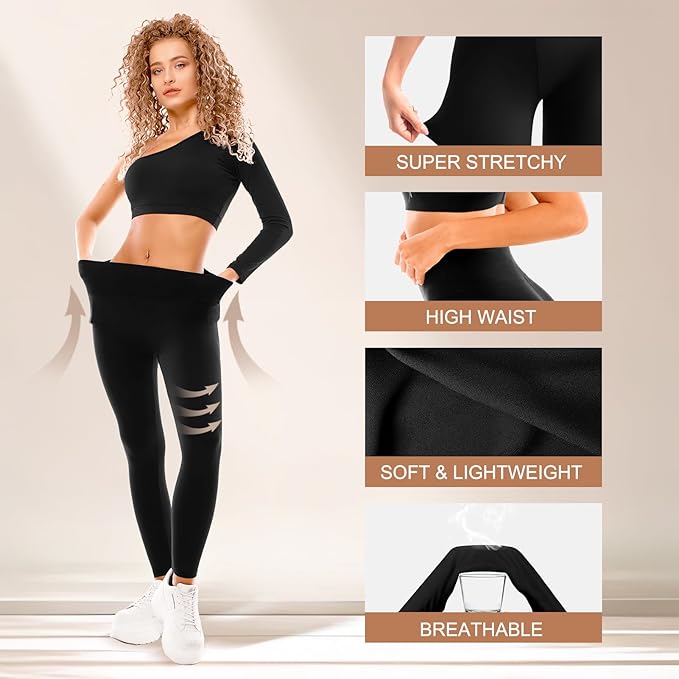 SINOPHANT 3 Pack Leggings for Women - High Waisted Buttery Soft Yoga Pants for Workout Athletic Sports