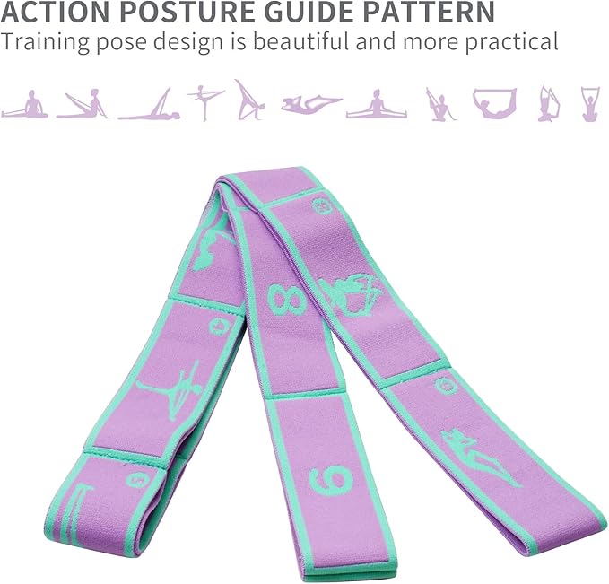 9 Loops Elastic Yoga Strap - Adjustable Stretching Band for Physical Therapy, Dance, Pilates & Gymnastics, Multi-Loop Exercise Band for Flexibility, Home Workout