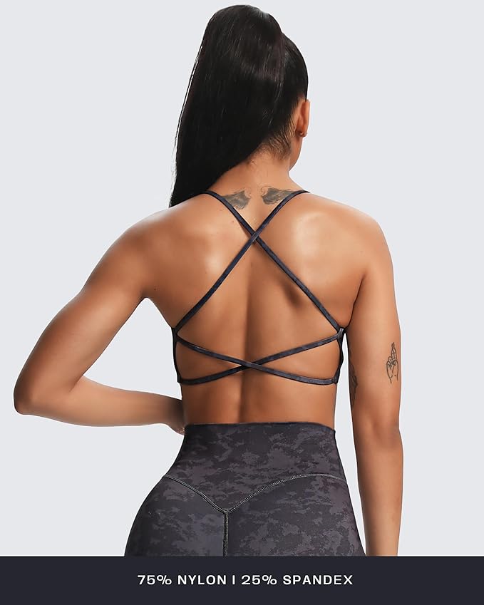 Aoxjox Women's Workout Sports Bras Fitness Trinity Ivy Low Impact Bra Yoga Crop Tank