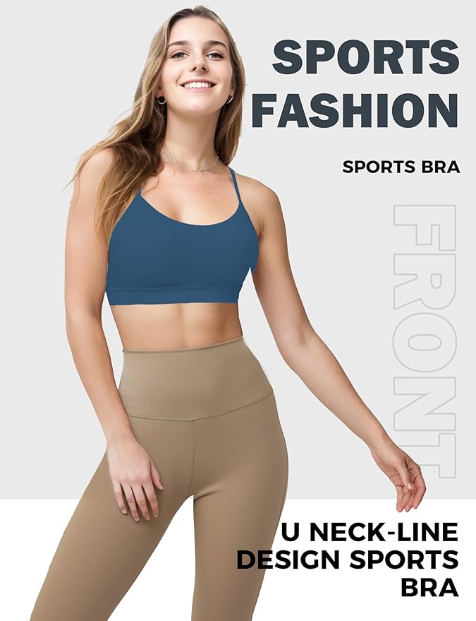 Buauty Sports Bra for Women, Y Back Light Support Workout Bra with Removable Pads for Yoga Pilates Gym