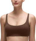 CRZ YOGA Butterluxe Square Neck Spaghetti Strap Sports Bras for Women - Low Coverage Yoga Wireless Padded Cami Crop Top