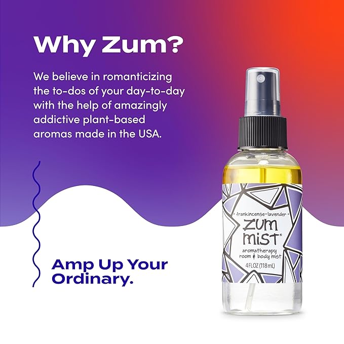 Indigo Wild Zum Mist Room & Body Spray - Aromatherapy Essential Oil Spray - Natural Body Mist & Room Spray - Frankincense-Lavender Scent - 4 fl oz
