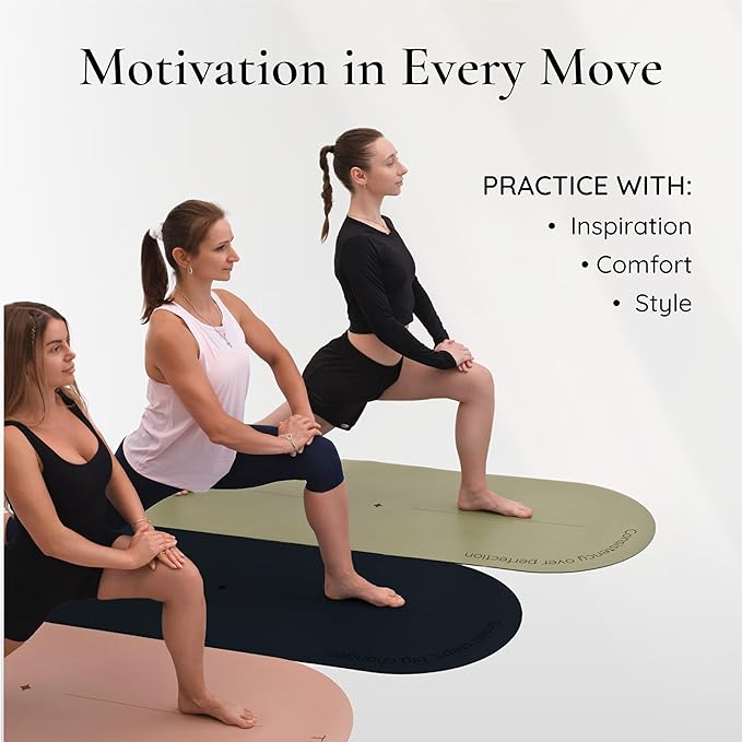 Arch-shaped Yoga Mat, Eco PU Rubber, Non-Slip Exercise Mat for Yoga, Pilates, Home Workout & Stretching with Carry/Stretch Strap & Motivational Design