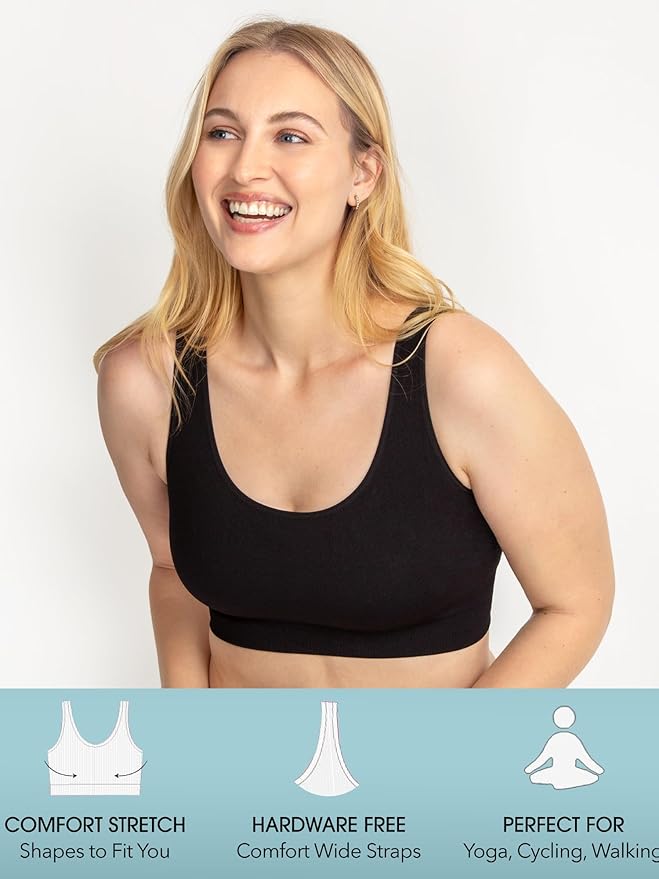 Fruit of the Loom Women's 3-Pack Seamless Full-Coverage Back Smoothing Wireless Bra