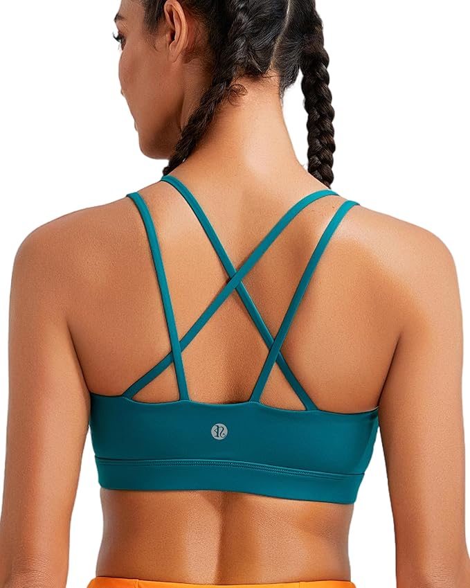 RUNNING GIRL High Impact Sports Bras for Women - Scoop Neck Strappy Sports Bra High Support Moulded Cup Workout Bra