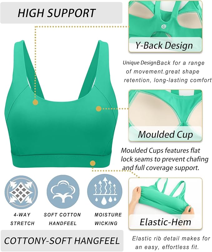 RUNNING GIRL Sports Bra for Women High Support, Molded Cup High Impact Sports Bras for Women with Sewn in Pads
