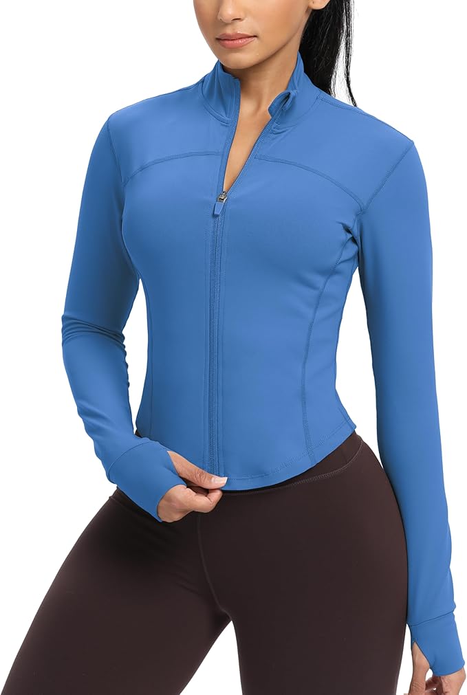 GYM RAINBOW Womens Zip Up Workout Jakcets Lightweight Slim Fit Running Athletic Jackets with Thumb Holes